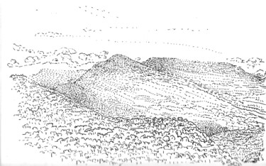 Drawing titled "Montagnes du Veynois" by Nicolas Boldych, Original Artwork, Marker