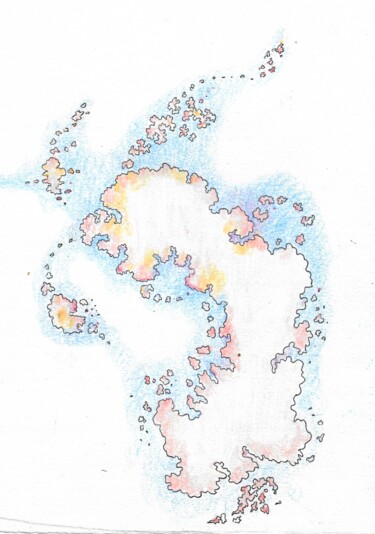 Desenho intitulada "île ombilicale" por Nicolas Boldych, Obras de arte originais, Lápis