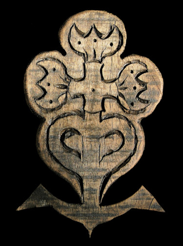 Escultura titulada "Croix gardiane" por Nicolas Bouriot (KRB1), Obra de arte original, Madera
