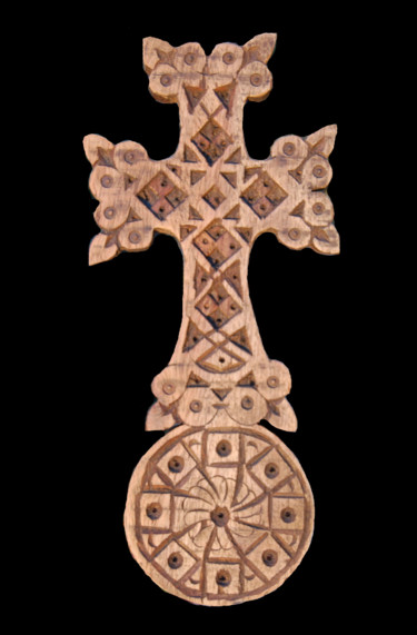 Sculpture intitulée "Croix arménienne" par Nicolas Bouriot (KRB1), Œuvre d'art originale, Bois