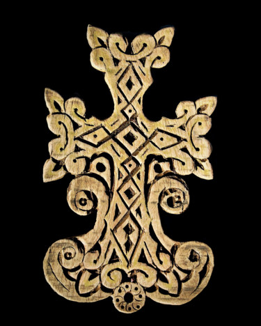 Sculpture intitulée "Croix arménienne" par Nicolas Bouriot (KRB1), Œuvre d'art originale, Bois