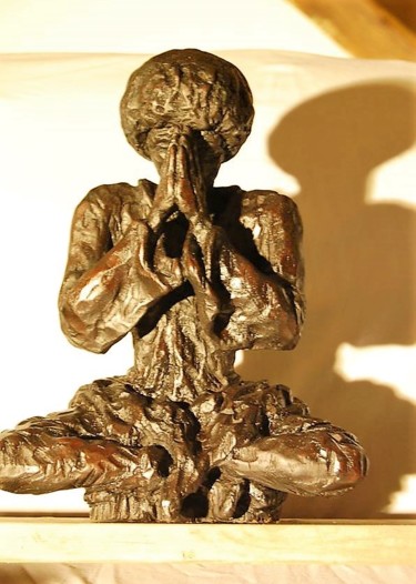 Scultura intitolato "Yogi" da Nicolas Bouriot (KRB1), Opera d'arte originale, Legno