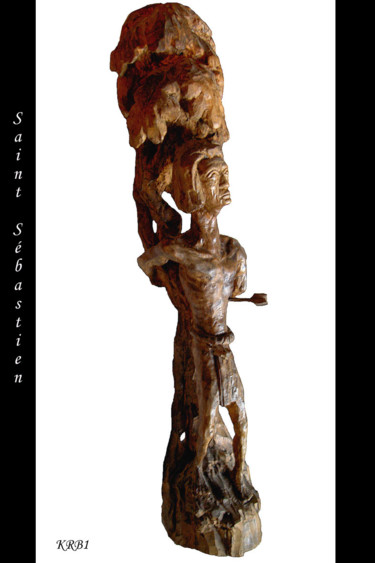 Sculpture intitulée "Saint Sébastien en…" par Nicolas Bouriot (KRB1), Œuvre d'art originale, Bois