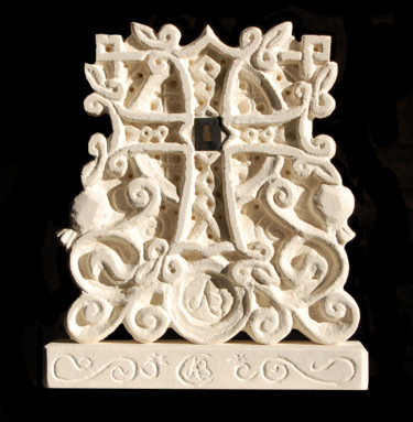 Sculpture titled "Khachkar L'Amour es…" by Nicolas Bouriot (KRB1), Original Artwork, Stone