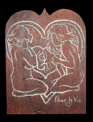 Sculpture titled "Pour la Vie" by Nicolas Bouriot (KRB1), Original Artwork, Engraving