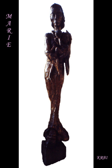 Sculpture titled "Marie l'Africaine" by Nicolas Bouriot (KRB1), Original Artwork, Wood