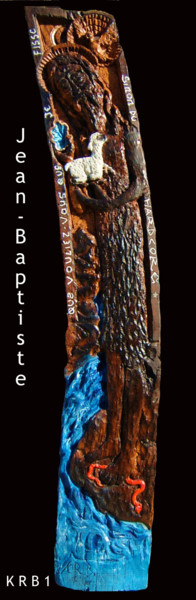 Sculpture titled "Jean-Baptiste" by Nicolas Bouriot (KRB1), Original Artwork, Wood