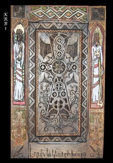 Prenten & gravures getiteld "Croix arménienne" door Nicolas Bouriot (KRB1), Origineel Kunstwerk, Gravure