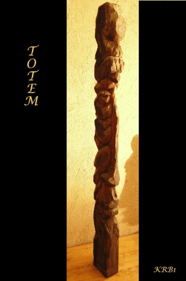 Sculpture titled "Totem" by Nicolas Bouriot (KRB1), Original Artwork, Wood