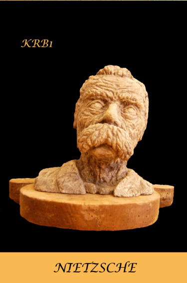 Sculptuur getiteld "Nietzsche" door Nicolas Bouriot (KRB1), Origineel Kunstwerk, Steen