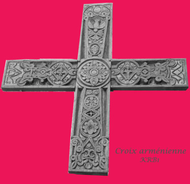 Γλυπτική με τίτλο "Croix arménienne" από Nicolas Bouriot (KRB1), Αυθεντικά έργα τέχνης, Ξύλο