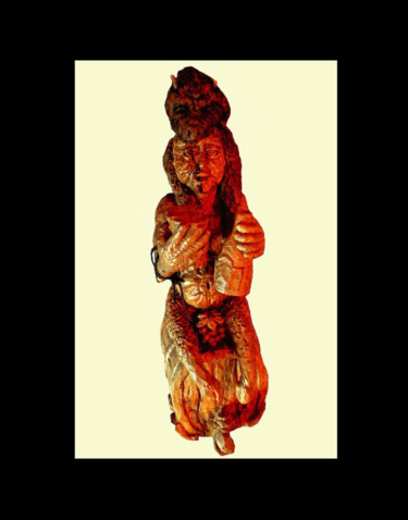 Sculpture intitulée "Dionysos" par Nicolas Bouriot (KRB1), Œuvre d'art originale, Bois