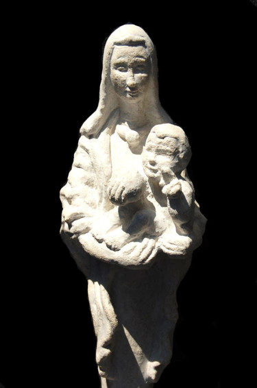 Escultura titulada "Vierge romane" por Nicolas Bouriot (KRB1), Obra de arte original, Piedra