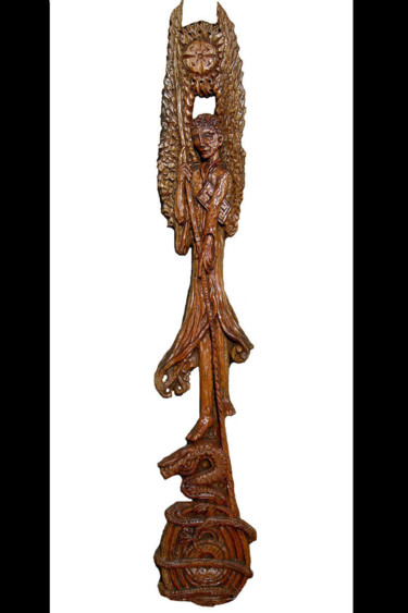 Rzeźba zatytułowany „Saint Michel” autorstwa Nicolas Bouriot (KRB1), Oryginalna praca, Drewno