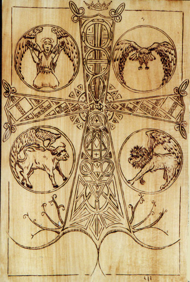 Estampas & grabados titulada "Croix arménienne py…" por Nicolas Bouriot (KRB1), Obra de arte original, Grabado