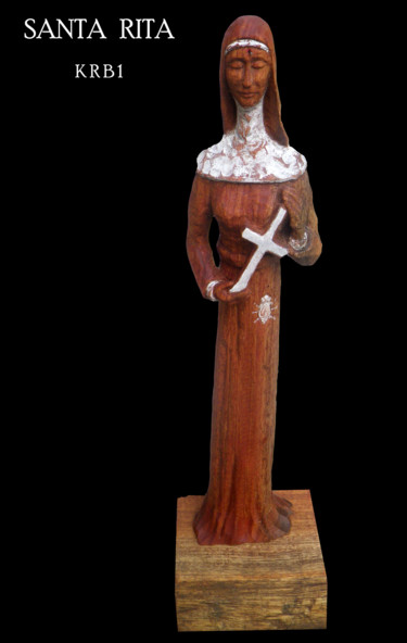 Skulptur mit dem Titel "Santa Rita" von Nicolas Bouriot (KRB1), Original-Kunstwerk, Holz