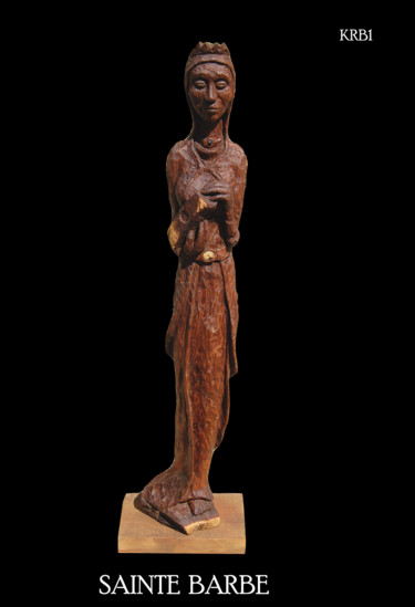 Sculpture titled "Sainte Barbe" by Nicolas Bouriot (KRB1), Original Artwork, Wood