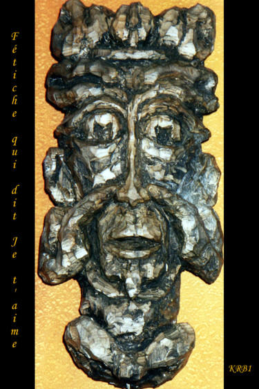 Sculpture intitulée "Fétiche qui dit Je…" par Nicolas Bouriot (KRB1), Œuvre d'art originale, Bois