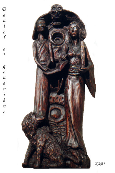 Sculpture titled "Geneviève et Daniel" by Nicolas Bouriot (KRB1), Original Artwork, Wood