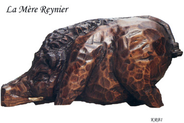 Sculpture intitulée "La mère Reynier" par Nicolas Bouriot (KRB1), Œuvre d'art originale, Bois