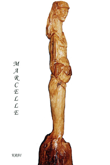 Sculpture titled "Sainte Marcelle" by Nicolas Bouriot (KRB1), Original Artwork, Wood