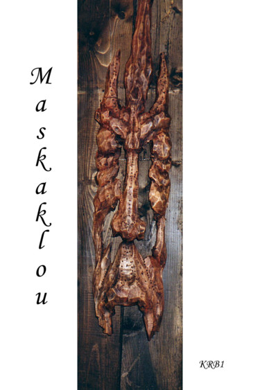 Скульптура под названием "Maskaklou" - Nicolas Bouriot (KRB1), Подлинное произведение искусства, Дерево
