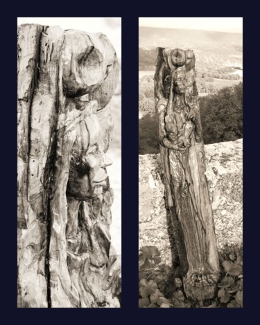 Sculpture intitulée "Vierge aux Lunes" par Nicolas Bouriot (KRB1), Œuvre d'art originale, Bois