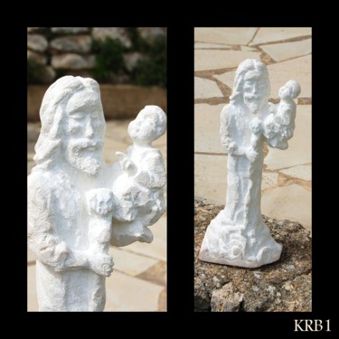 Скульптура под названием "Saint Christophe" - Nicolas Bouriot (KRB1), Подлинное произведение искусства, Камень