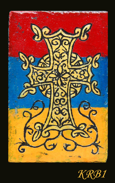 Sculpture intitulée "Croix arménienne Ar…" par Nicolas Bouriot (KRB1), Œuvre d'art originale, Pierre