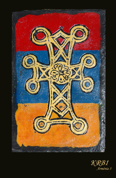 Sculpture intitulée "Croix arménienne Ar…" par Nicolas Bouriot (KRB1), Œuvre d'art originale, Pierre