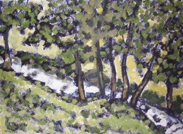 Peinture intitulée "Le petit ruisseau" par Nicolas Cavuoto, Œuvre d'art originale, Huile