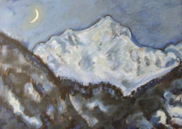 Painting titled "Le Mont Blanc" by Nicolas Cavuoto, Original Artwork, Oil