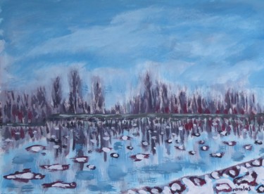 Peinture intitulée "Le lac gelé" par Nicolas Cavuoto, Œuvre d'art originale, Huile
