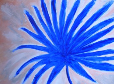 Painting titled "Fleur bleue" by Nicolas Cavuoto, Original Artwork, Oil