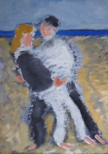 Painting titled "Les amants" by Nicolas Cavuoto, Original Artwork, Oil