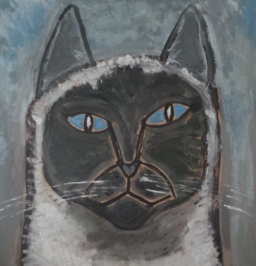 Painting titled "Chat siamois" by Nicolas Cavuoto, Original Artwork, Oil
