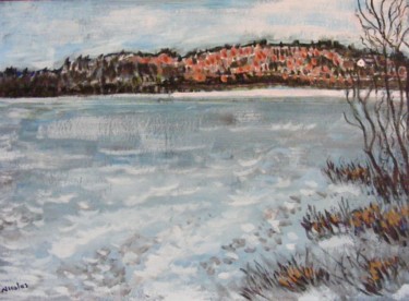 Peinture intitulée "Le lac gelé (2)" par Nicolas Cavuoto, Œuvre d'art originale, Huile