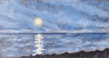 Painting titled "Lune marine" by Nicolas Cavuoto, Original Artwork, Oil