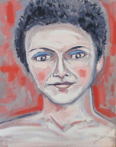 Painting titled "Jeune femme (3)" by Nicolas Cavuoto, Original Artwork, Oil