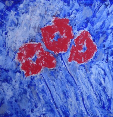 Painting titled "Coquelicots" by Nicolas Cavuoto, Original Artwork, Oil