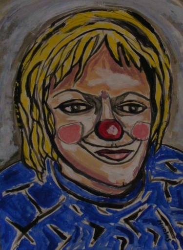 Painting titled "Clown triste" by Nicolas Cavuoto, Original Artwork, Acrylic