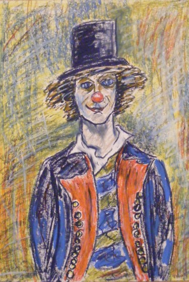 Painting titled "Clown" by Nicolas Cavuoto, Original Artwork, Pastel