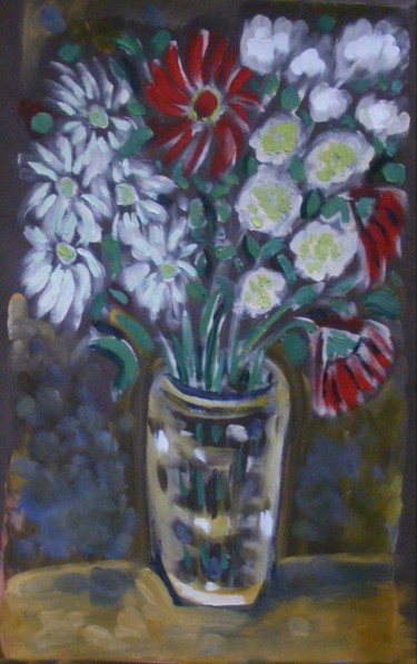 Peinture intitulée "composition florale…" par Nicolas Cavuoto, Œuvre d'art originale, Huile