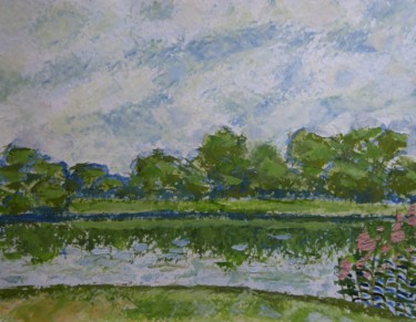 Peinture intitulée "Le petit lac" par Nicolas Cavuoto, Œuvre d'art originale, Huile