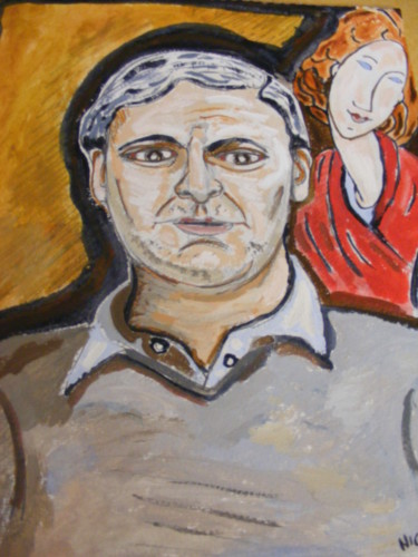 Schilderij getiteld "A Modigliani" door Nicolas Cavuoto, Origineel Kunstwerk, Olie