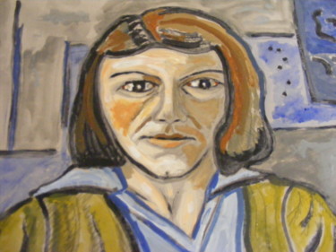 Pintura intitulada "Femme peintre" por Nicolas Cavuoto, Obras de arte originais, Óleo