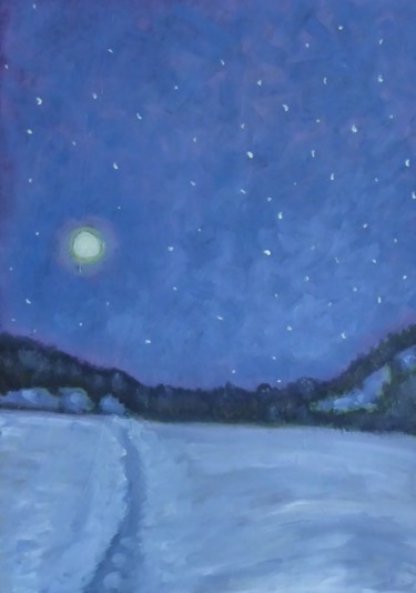 Painting titled "Nuit glaciale" by Nicolas Cavuoto, Original Artwork, Oil