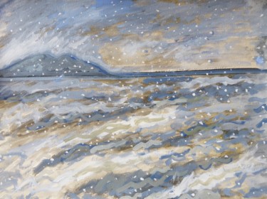 Pintura intitulada "Marine sous la neige" por Nicolas Cavuoto, Obras de arte originais, Óleo
