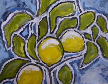 Peinture intitulée "Citrons givrés" par Nicolas Cavuoto, Œuvre d'art originale, Huile