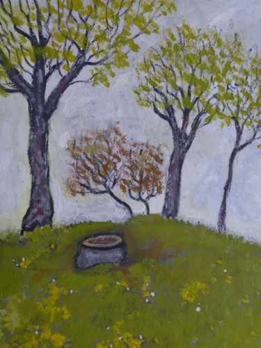 Картина под названием "L'arbre coupé" - Nicolas Cavuoto, Подлинное произведение искусства, Масло